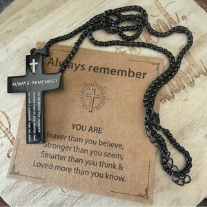 Nice heavy Always remeber Inspirational Cross Necklace NEW